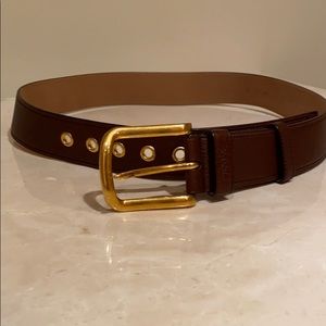 Prada Brown Leather belt with gold buckle